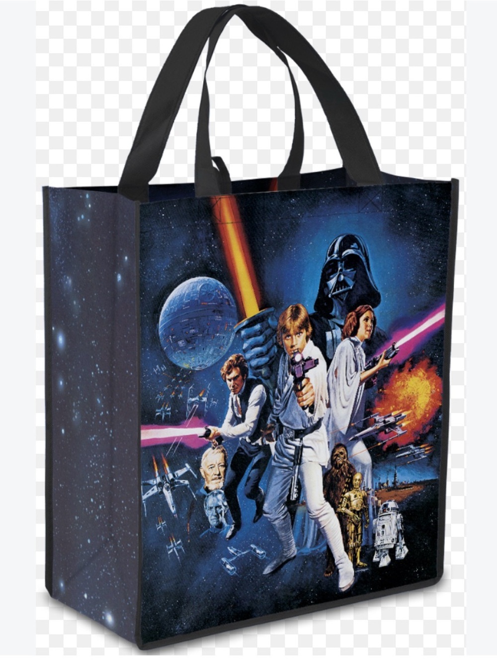 Star Wars Black and Blue Iconic Character Tote Bag great for groceries
